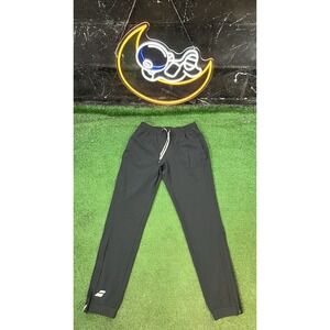 Babolat Solid Black Drawstring Waist Tennis Zipper Ankle‎ Play Pants Adult Small